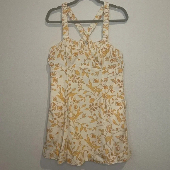 Anthropologie Maeve Womens Sweetheart Mini Floral Dress Orange And White Small - Picture 5 of 13